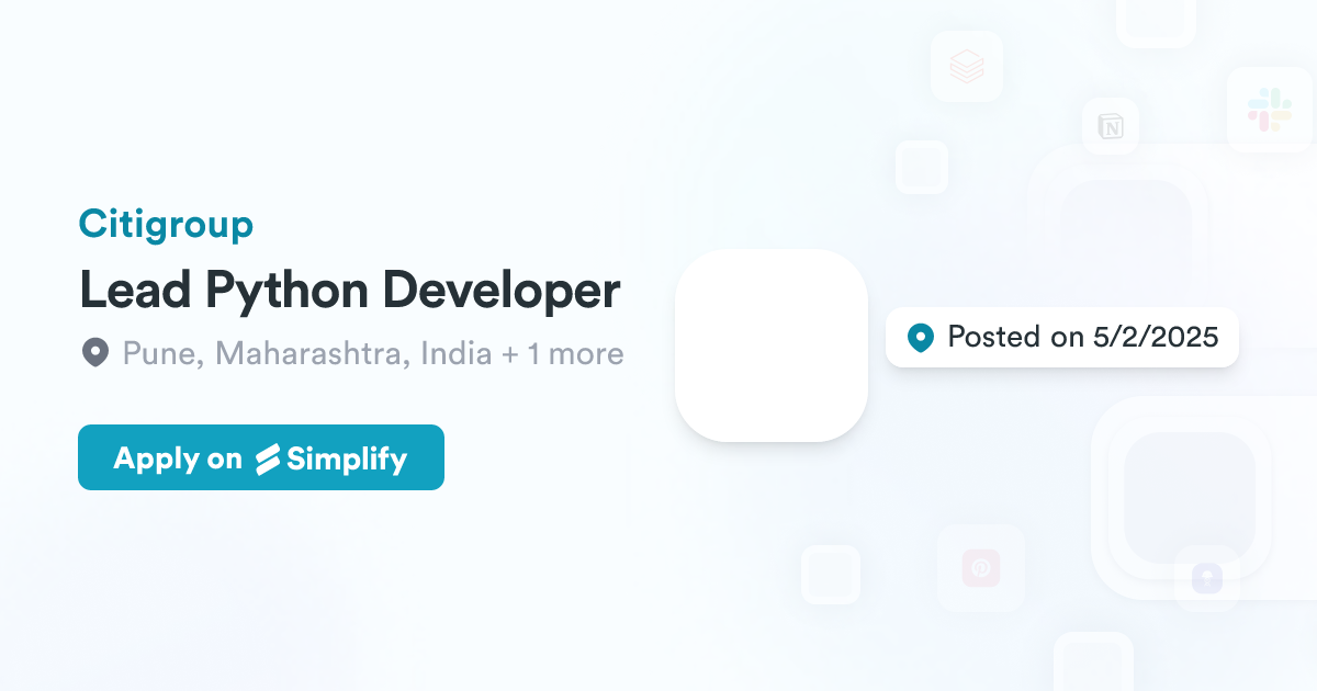 Lead Python Developer @ Citigroup | Simplify Jobs