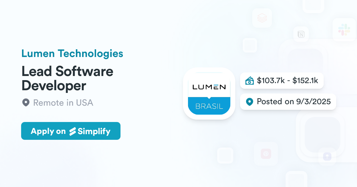Lead Software Developer @ Lumen Technologies | Simplify Jobs