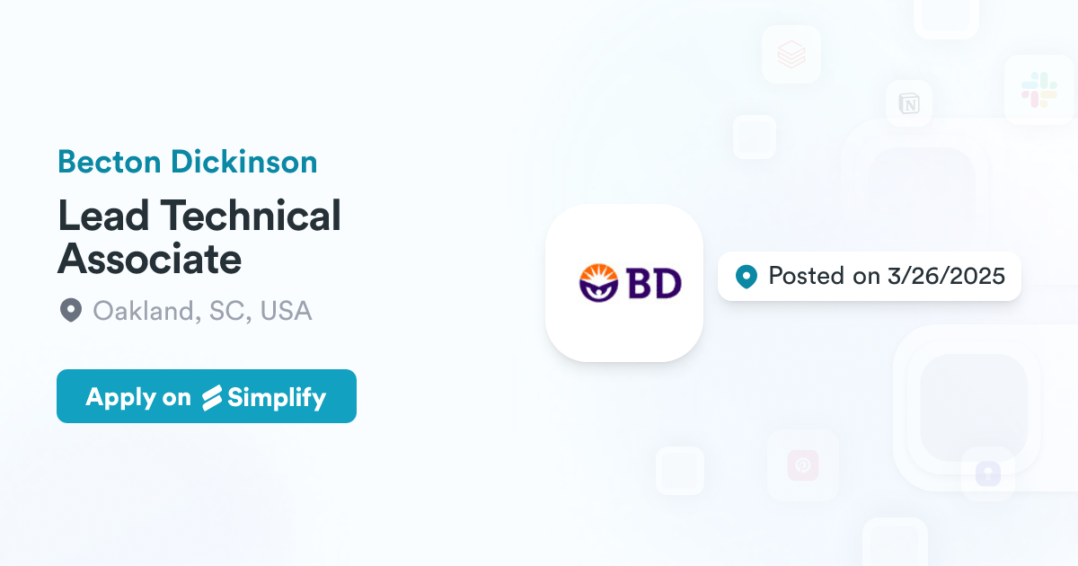 Bitcon Disckson Lead Technical Associate @ Becton Dickinson | Simplify Jobs