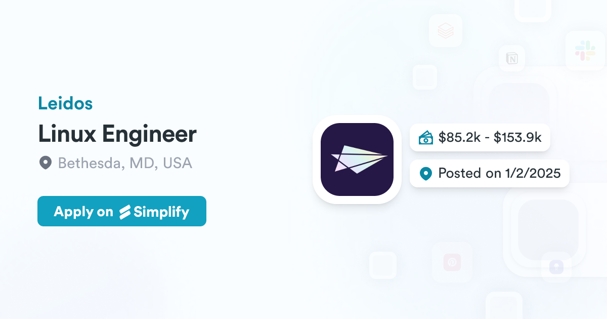 Linux Engineer Iowa Linux Engineer @ Leidos | Simplify Jobs