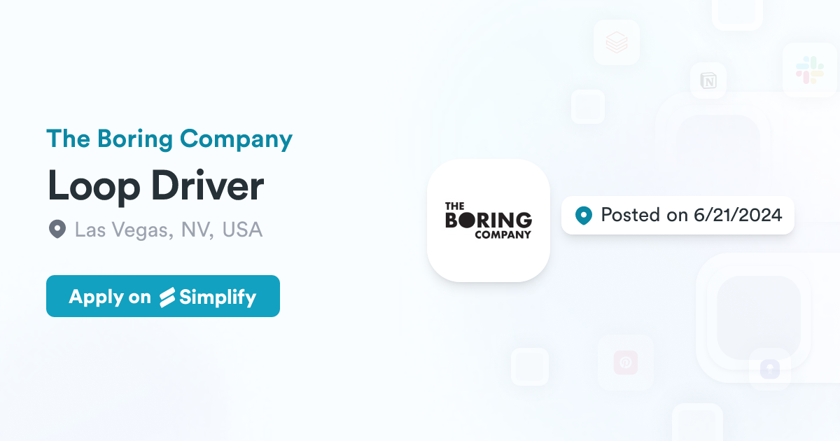 Loop Driver @ The Boring Company | Simplify Jobs
