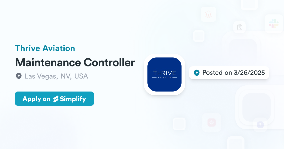 Maintenance Controller @ Thrive Aviation | Simplify Jobs