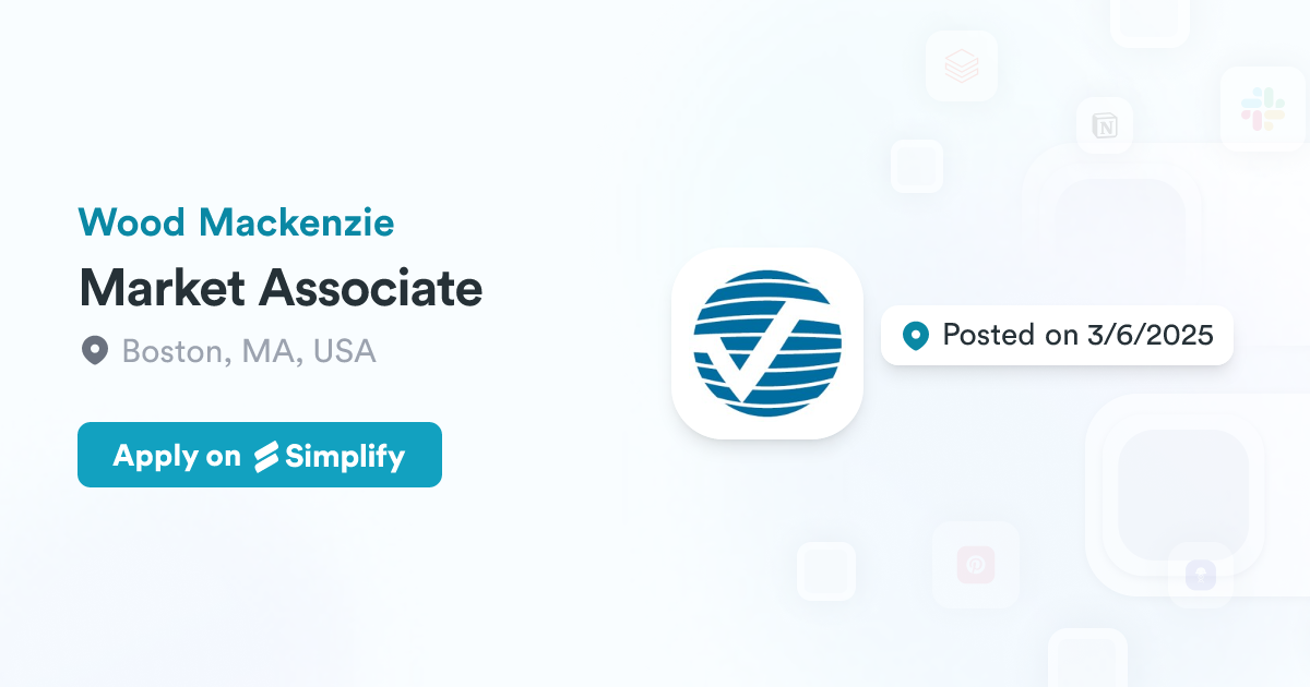 Market Associate Market Associate @ Wood Mackenzie | Simplify Jobs