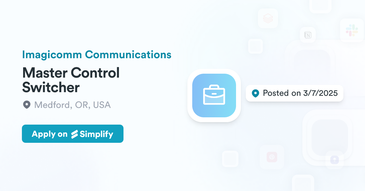 Master Control Switcher @ Imagicomm Communications | Simplify Jobs