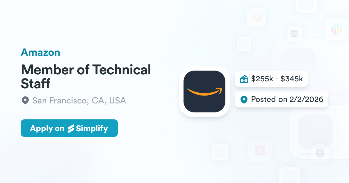 Member of Technical Staff @ Amazon | Simplify Jobs
