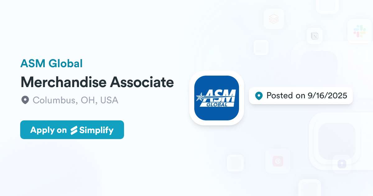Merchandise Associate @ ASM Global | Simplify Jobs