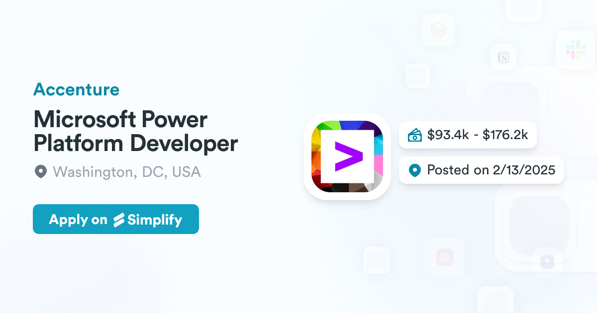 Microsoft Power Platform Developer @ Accenture | Simplify Jobs