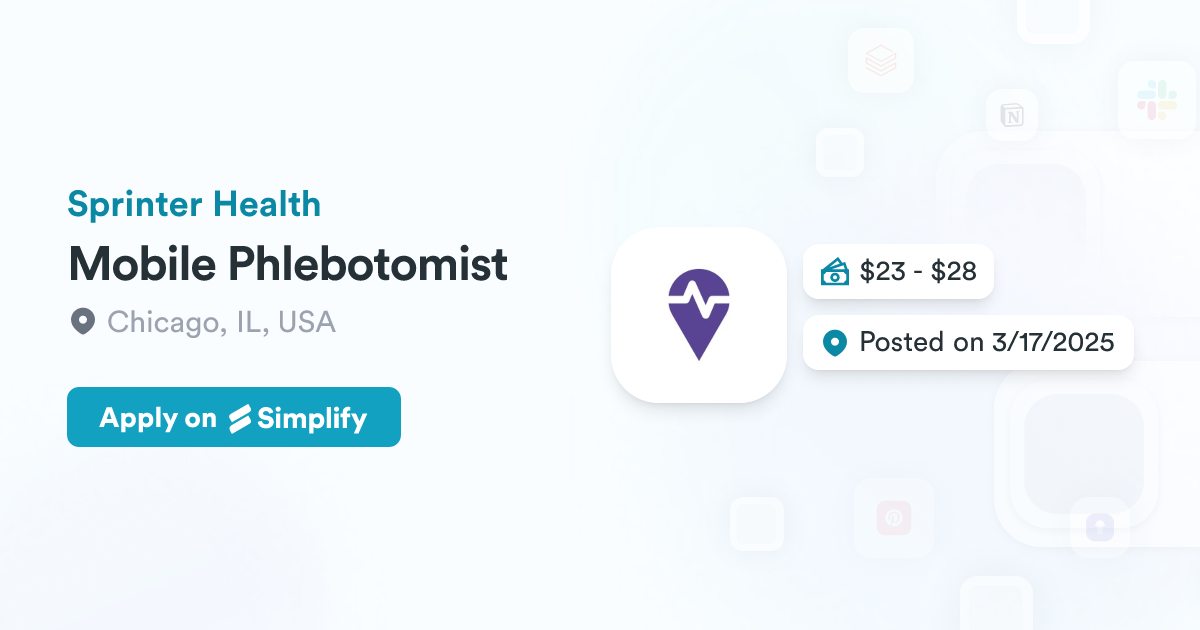 Sprinter Health Mobile Phlebotomist @ Sprinter Health | Simplify Jobs