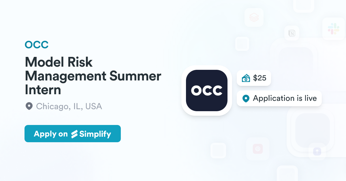 Model Risk Management Summer Intern @ OCC | Simplify Jobs