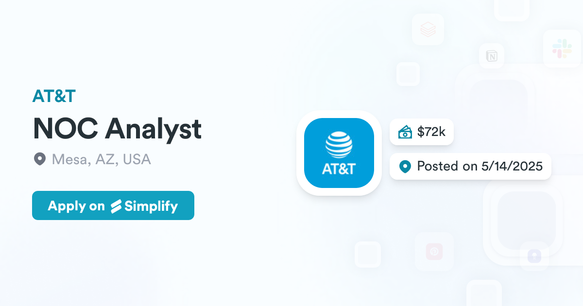 NOC Analyst @ AT&T | Simplify Jobs