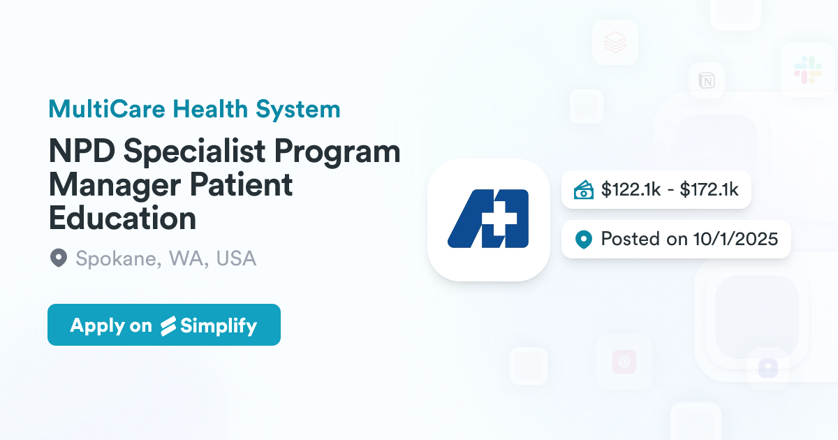Npd Manager NPD Specialist Program Manager Patient Education @ MultiCare Health ...