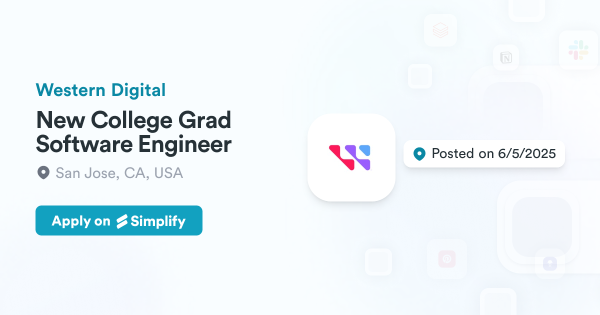 Graduate Computer Engineering Jobs New College Grad Software Engineer @ Western Digital | Simplify Jobs
