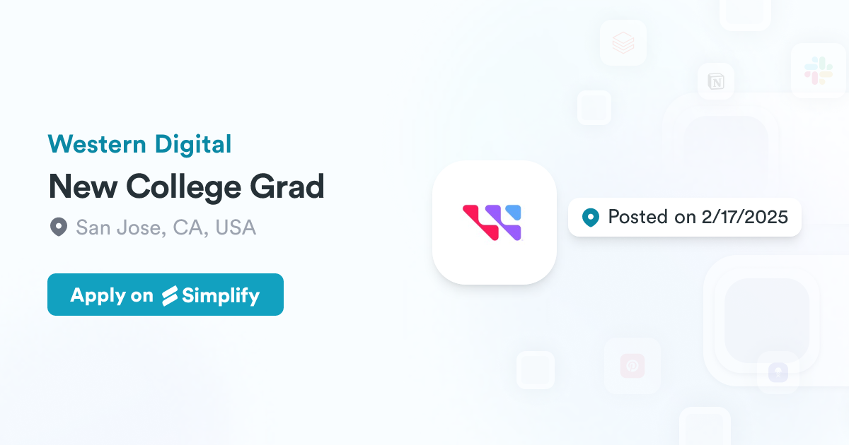 College Grad New College Grad @ Western Digital | Simplify Jobs