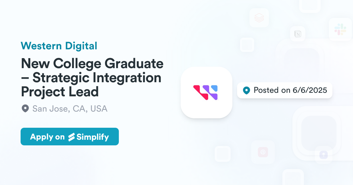 Project Lead Graduation New College Graduate – Strategic Integration Project Lead @ Western ...