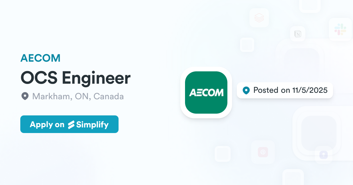 Ocs Engineering OCS Engineer @ AECOM | Simplify Jobs