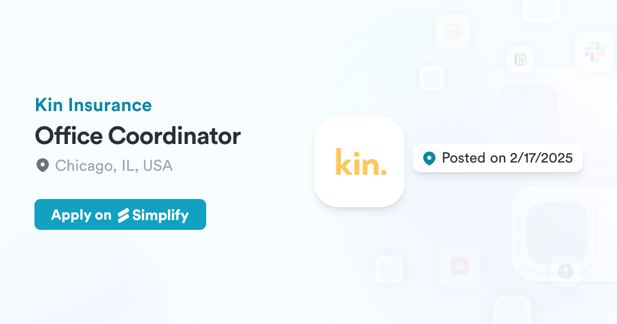 Kin Office Picture Office Coordinator @ Kin Insurance | Simplify Jobs