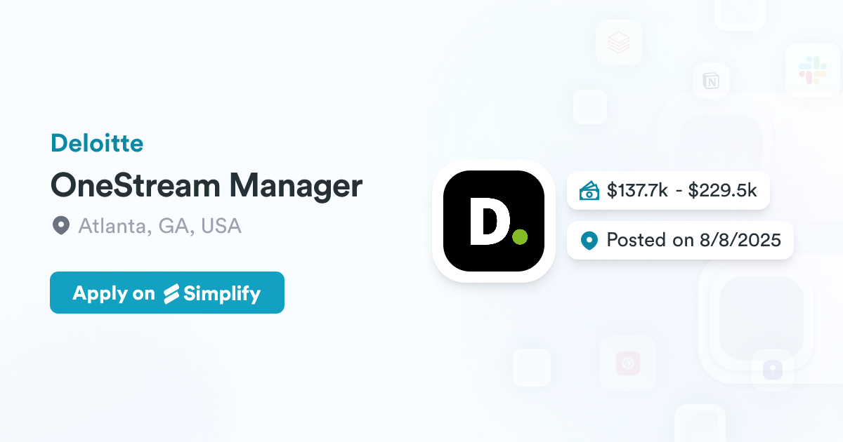 One Stream Task Management Module OneStream Manager @ Deloitte | Simplify Jobs