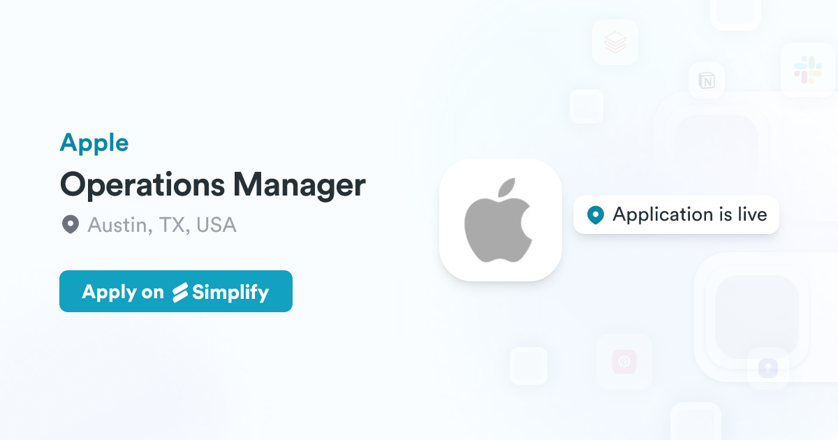 Operations Manager @ Apple | Simplify Jobs