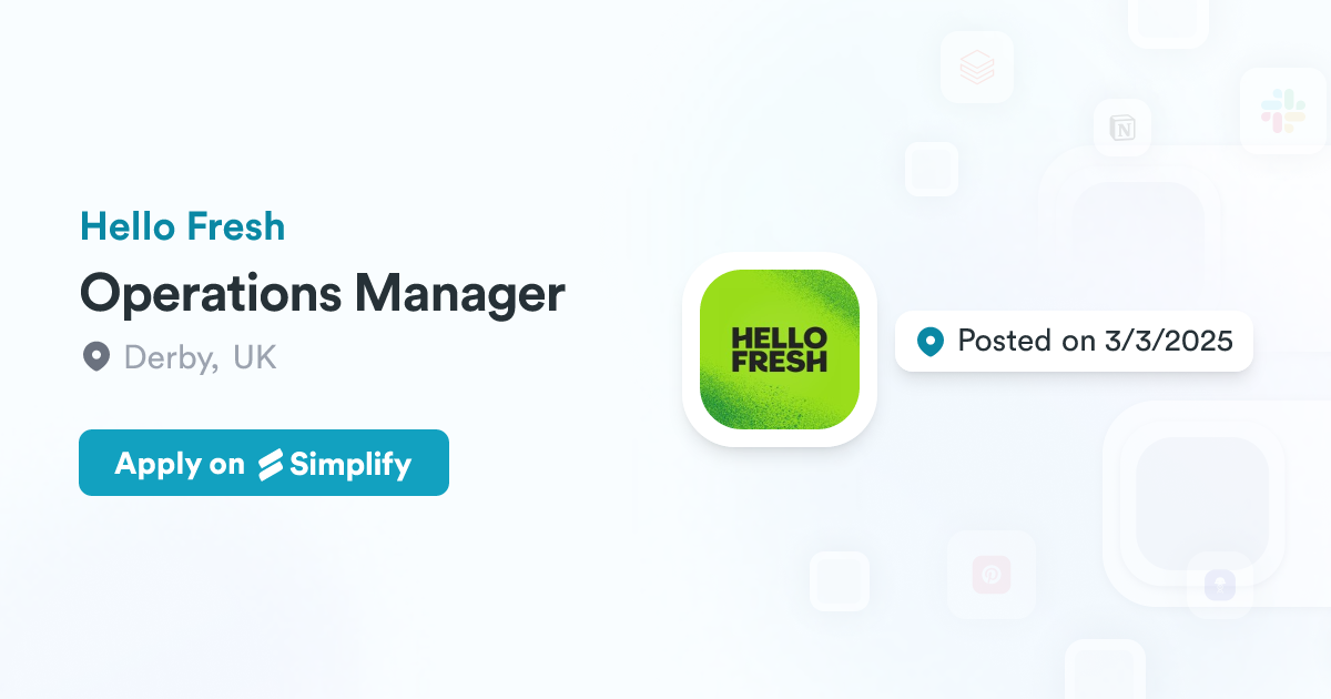 Operations Manager @ Hello Fresh | Simplify Jobs