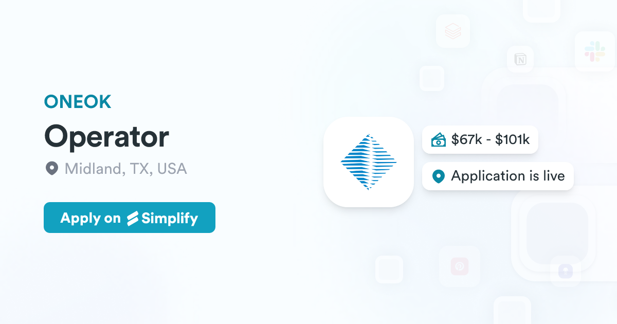 Oneko Html Operator @ ONEOK | Simplify Jobs