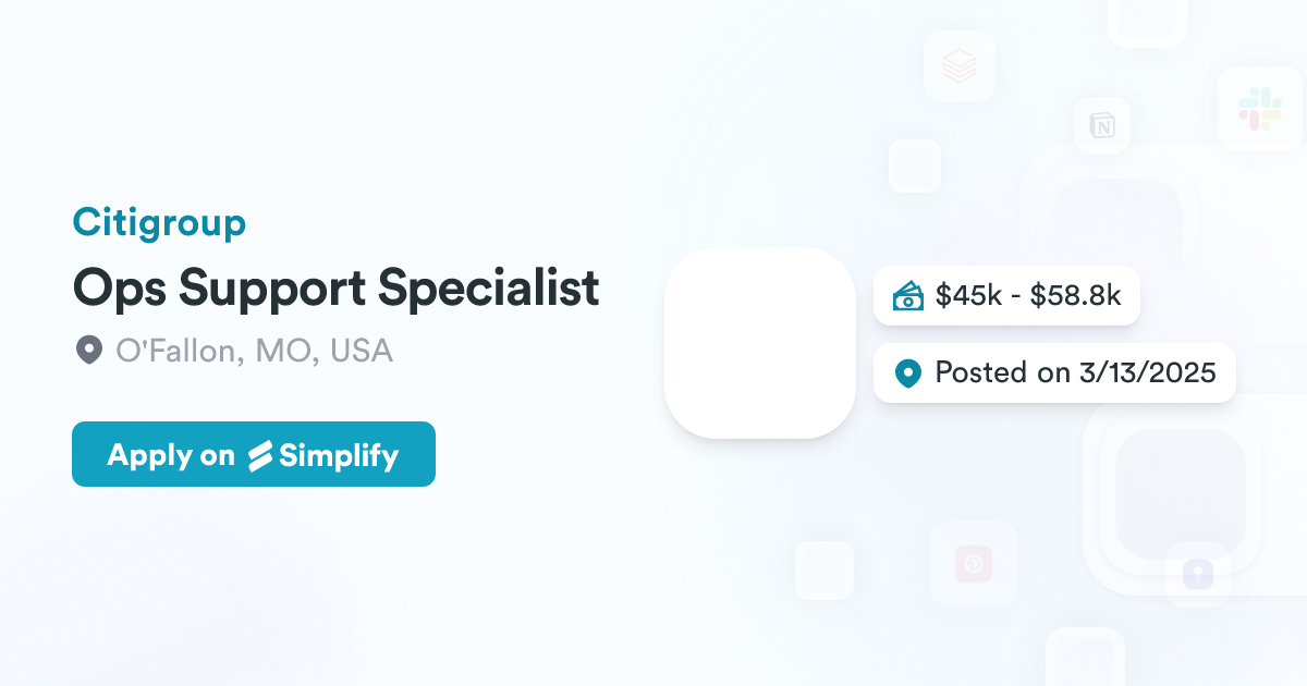 Ops Support Specialist @ Citigroup | Simplify Jobs