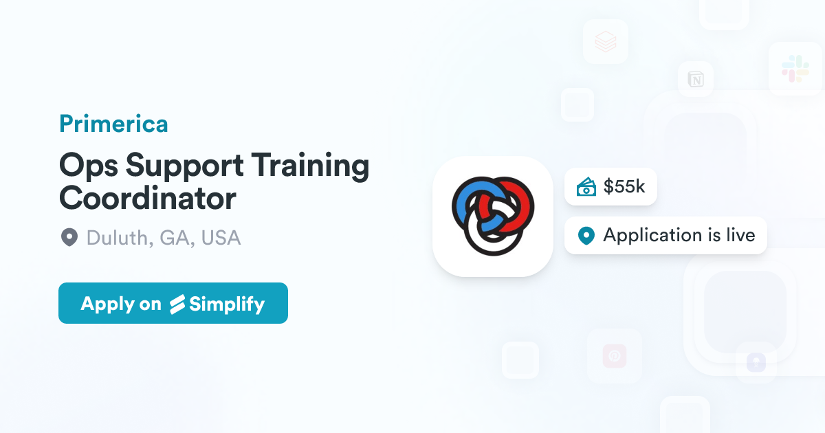 Ops Support. Sign Ops Support Training Coordinator @ Primerica | Simplify Jobs