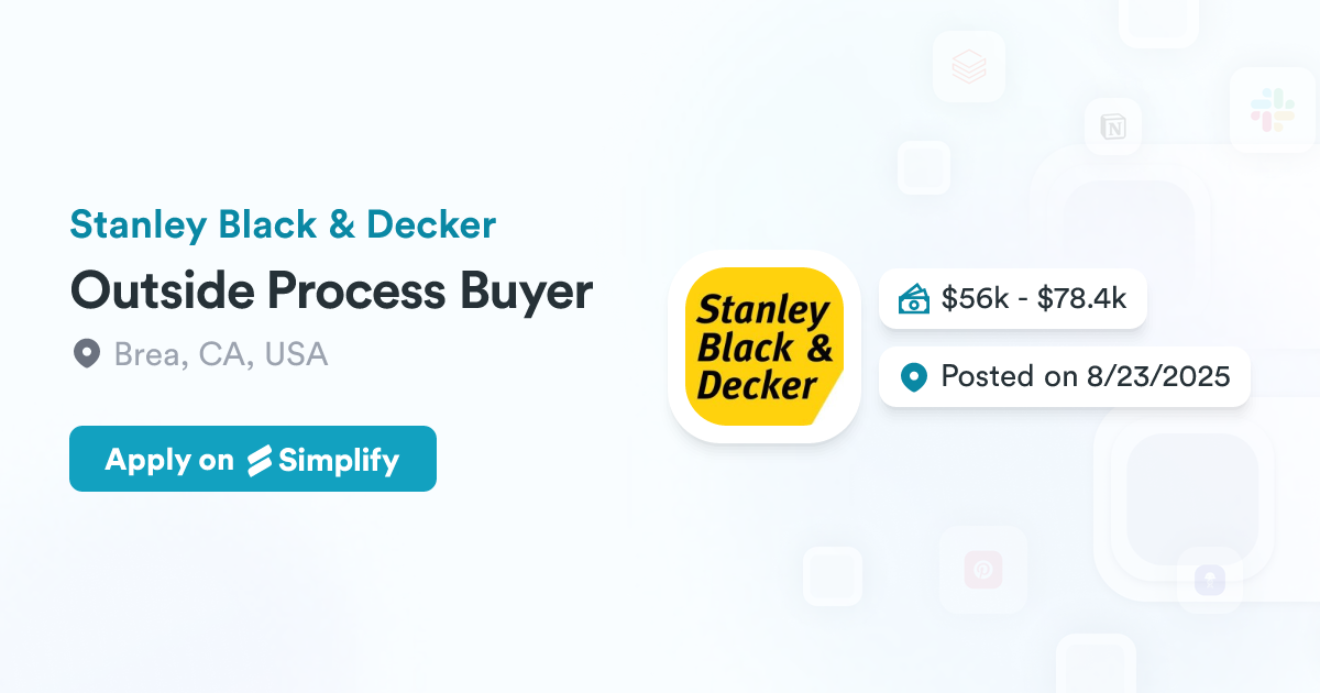 Outside Process Phone Outside Process Buyer @ Stanley Black & Decker | Simplify Jobs
