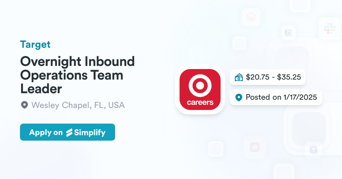 Target Current Operations Overnight Inbound Operations Team Leader @ Target | Simplify Jobs