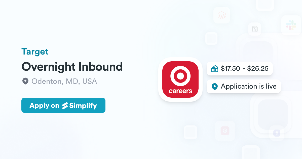 Overnight Inbound @ Target | Simplify Jobs
