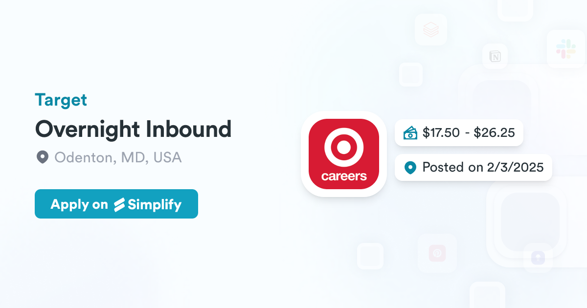 Overnight Inbound @ Target | Simplify Jobs