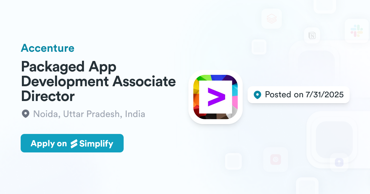 Associate Director Development Packaged App Development Associate Director @ Accenture | Simplify Jobs