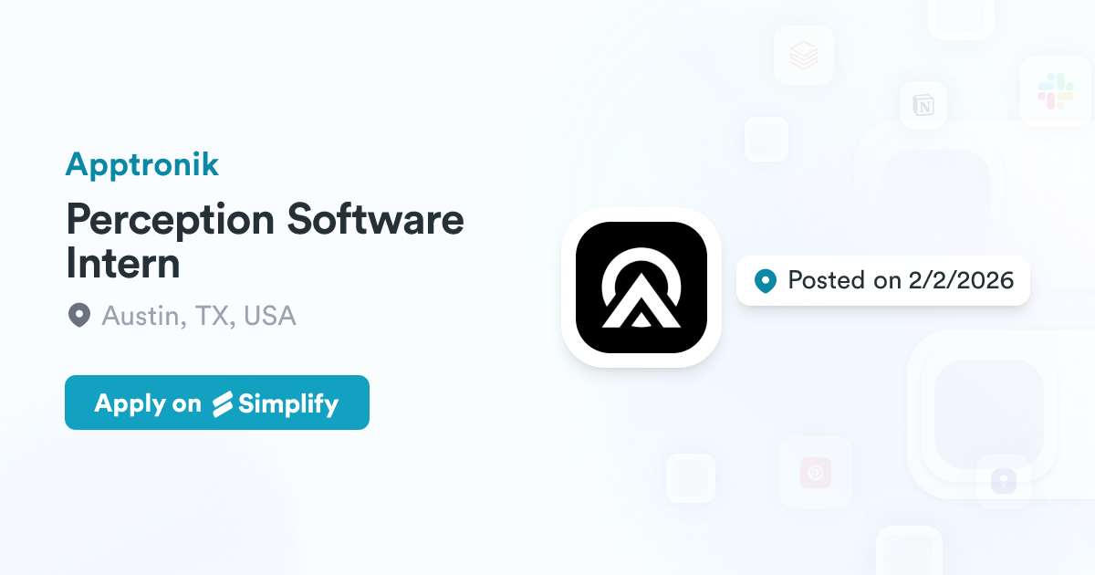 Hbk Perception Software Perception Software Intern @ Apptronik | Simplify Jobs