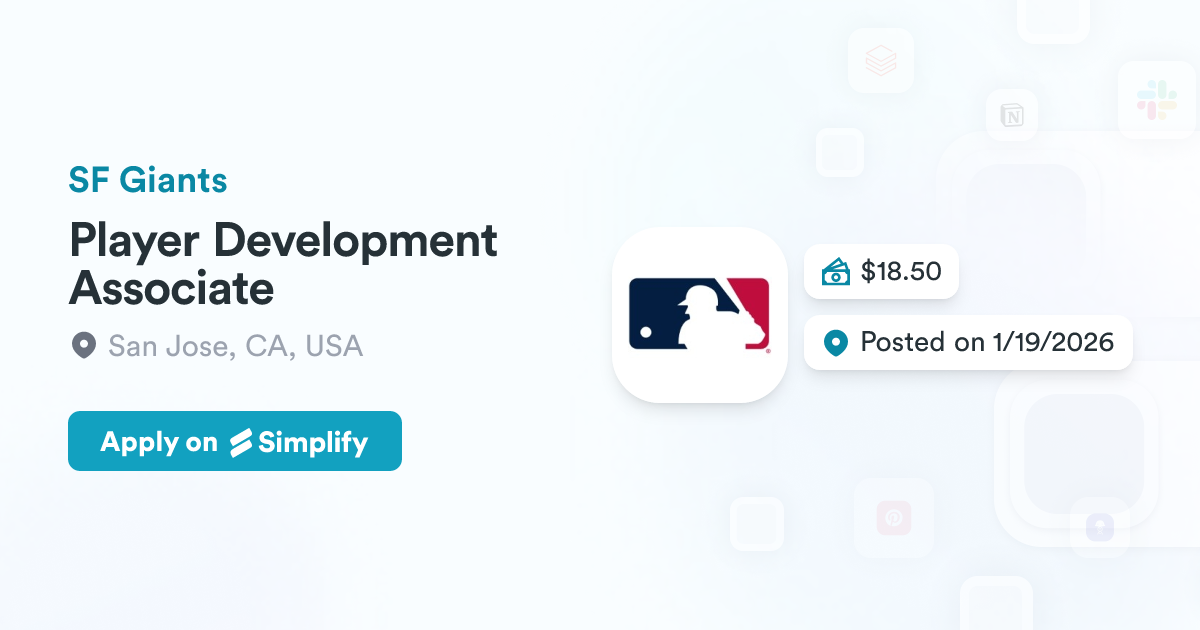 Player Development Advisor Player Development Associate @ SF Giants | Simplify Jobs