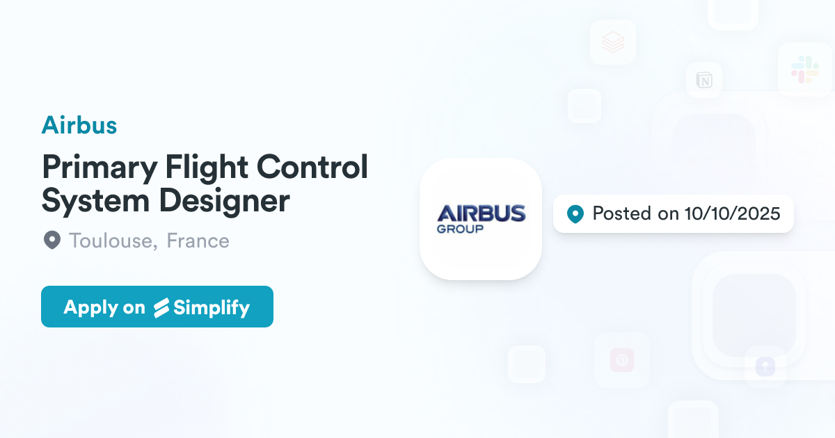 Flight Control Computer Logo Primary Flight Control System Designer @ Airbus | Simplify Jobs