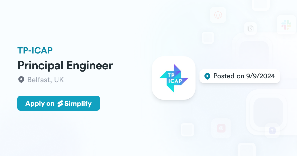 Principal Engineer @ TP-ICAP | Simplify Jobs