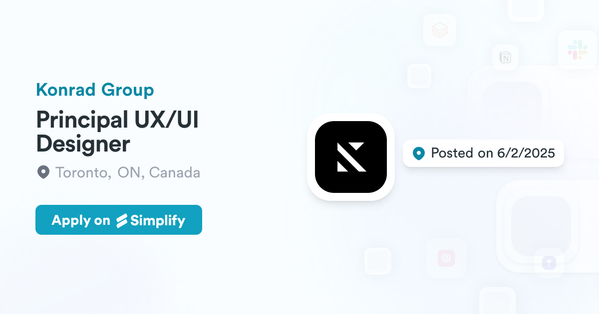 Principal UX/UI Designer @ Konrad Group | Simplify Jobs