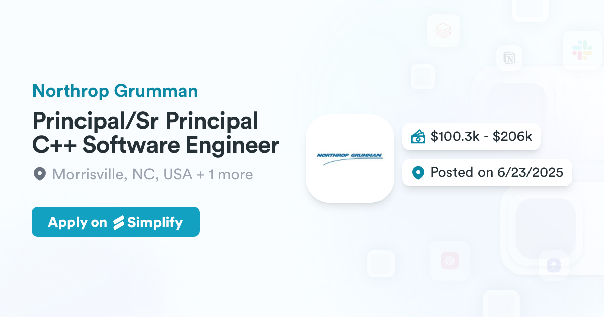 Principal/Sr Principal C++ Software Engineer @ Northrop Grumman ...