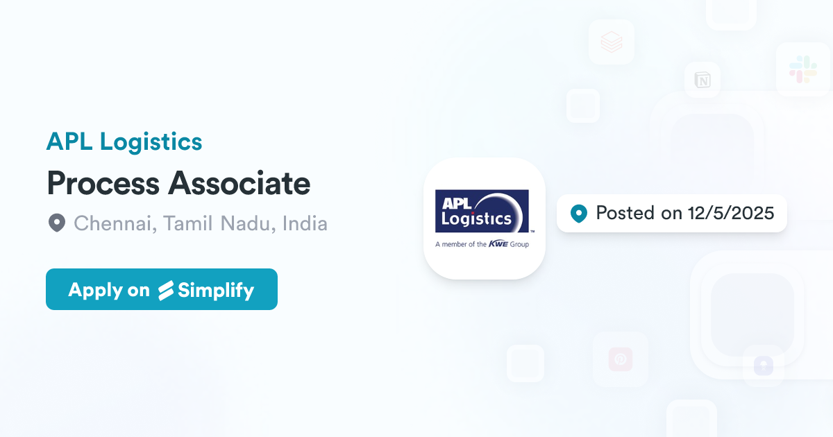 Process Associate @ APL Logistics | Simplify Jobs