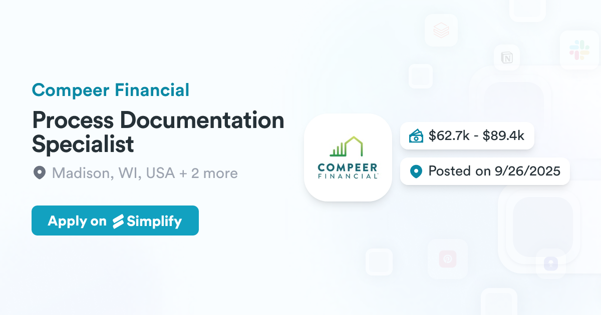 Compeer Process Documentation Specialist @ Compeer Financial | Simplify Jobs