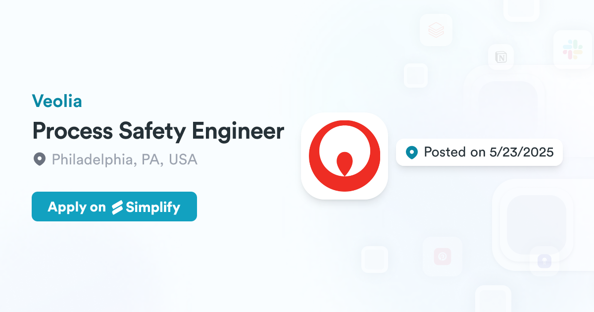 Process Safety Engineer @ Veolia | Simplify Jobs