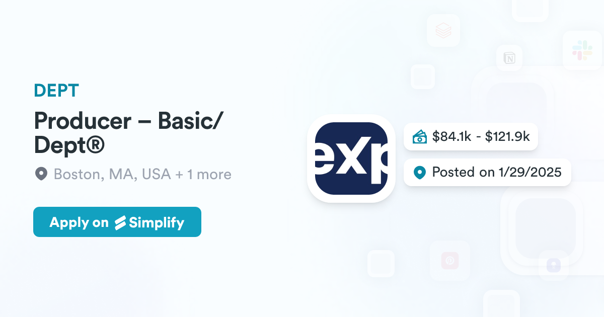 Basic Dept Producer – Basic/Dept® @ DEPT | Simplify Jobs