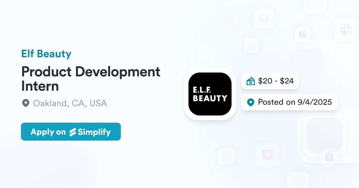 Elf Development Product Development Intern @ Elf Beauty | Simplify Jobs