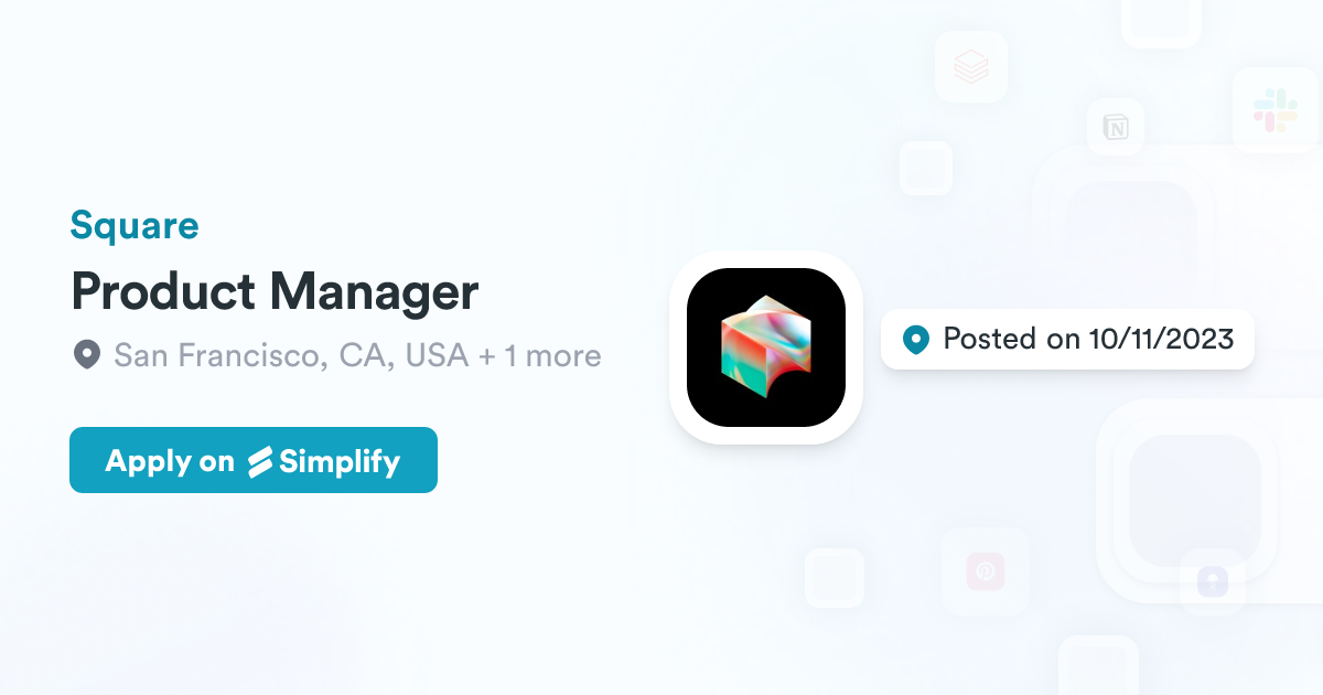 Manager Square Product Manager @ Square | Simplify Jobs