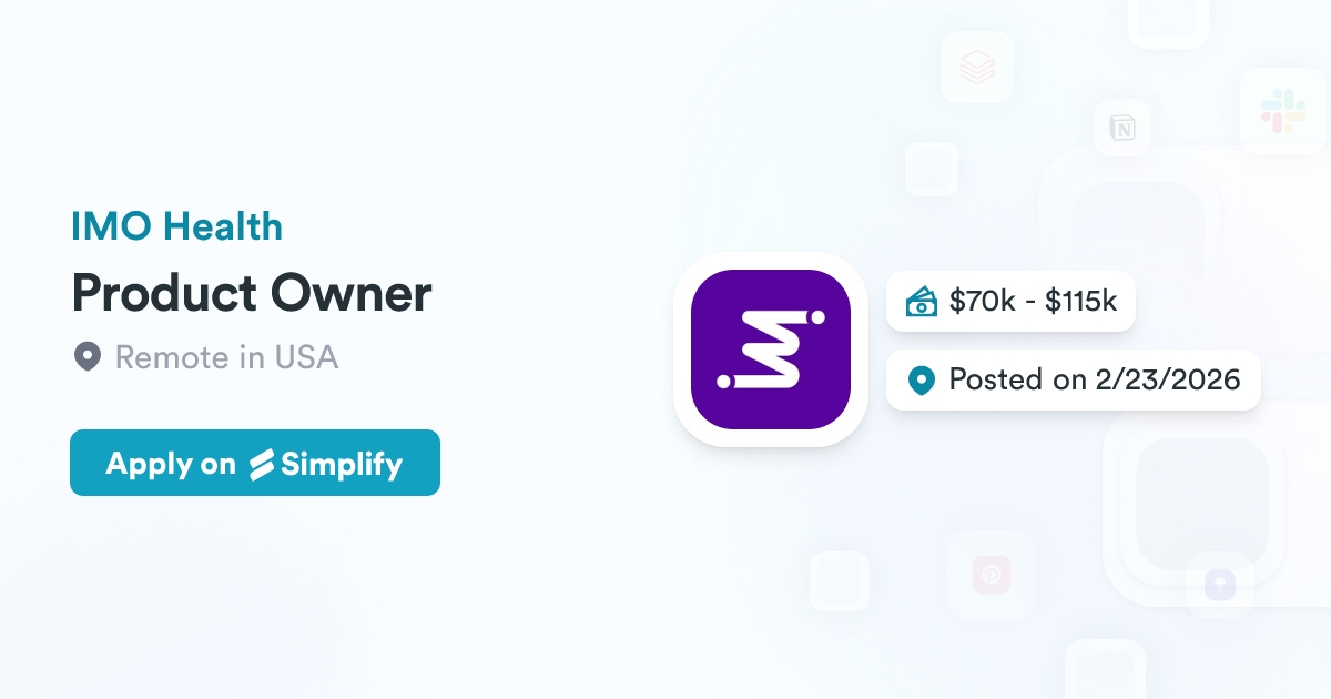 Imo Api Product Owner @ IMO Health | Simplify Jobs
