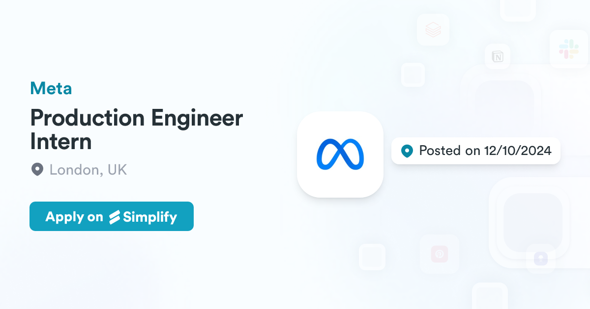 Production Engineer Intern @ Meta | Simplify Jobs