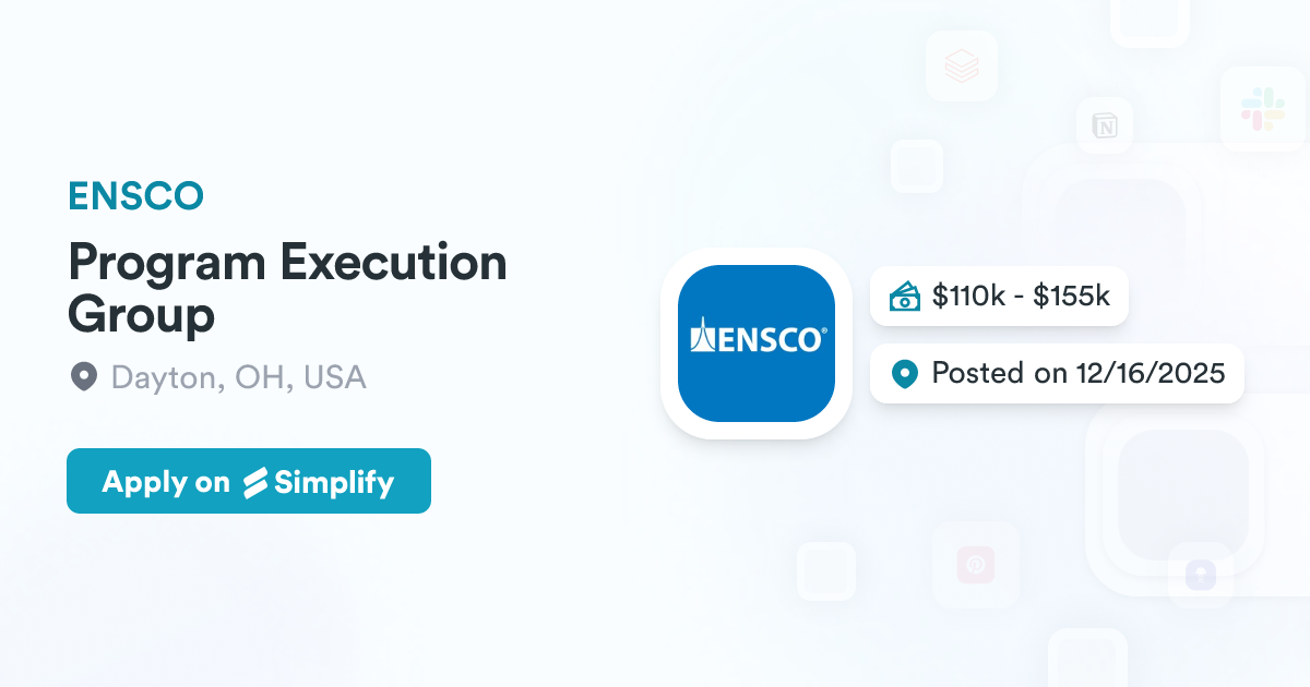Program Execution Group @ ENSCO | Simplify Jobs