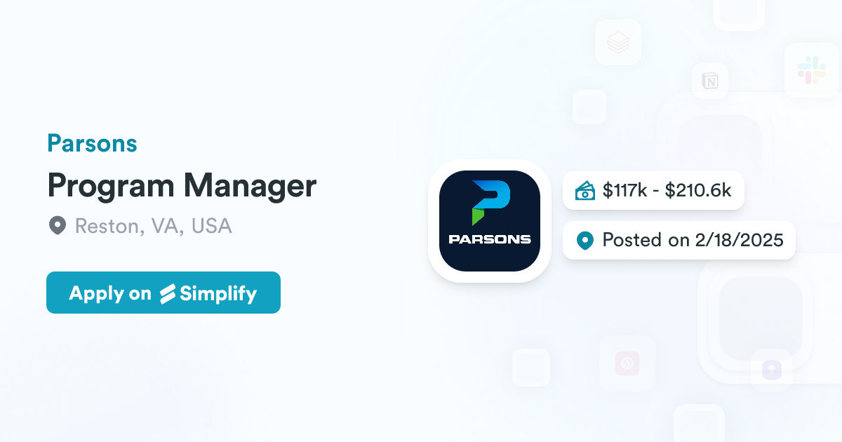 Program Manager @ Parsons | Simplify Jobs