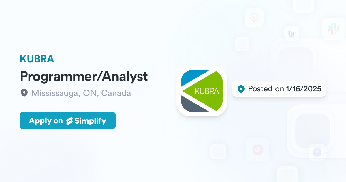 Api Kubra Programmer/Analyst @ KUBRA | Simplify Jobs