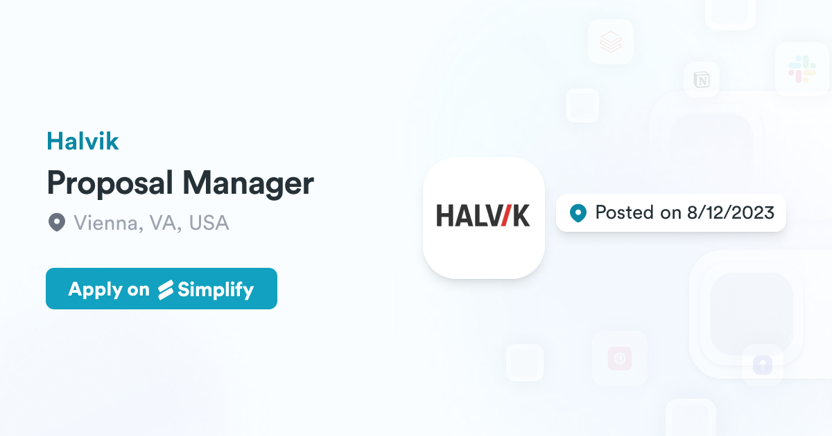 Jeff Halvik Proposal Manager @ Halvik | Simplify Jobs
