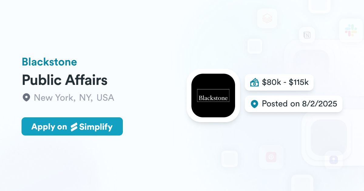Public Affairs @ Blackstone | Simplify Jobs